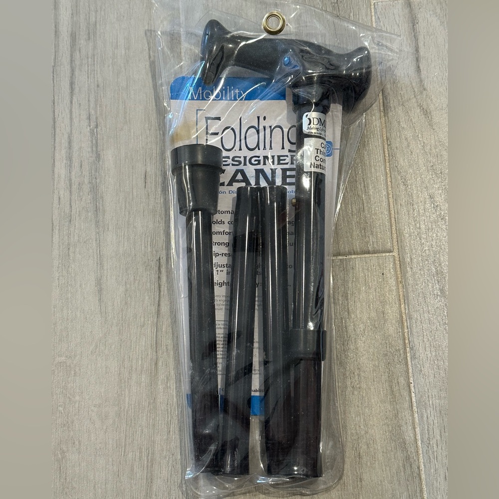 BLACK FOLDING CANE COMFORTABLE GRIP